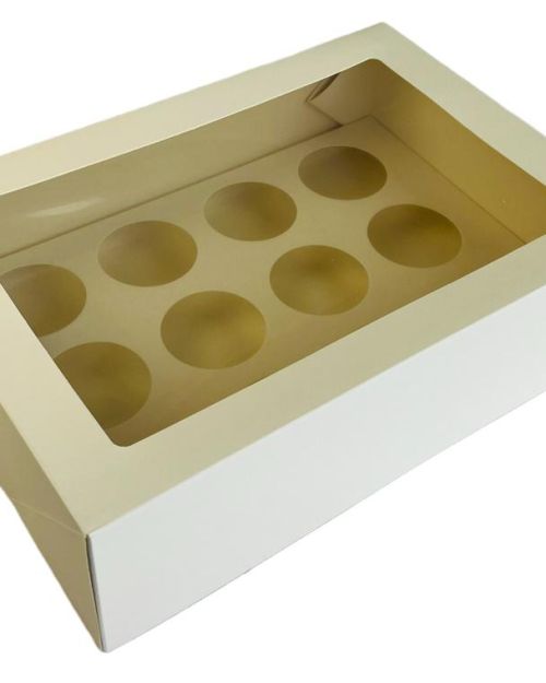 White Cupcake Box 4in 12-Hole