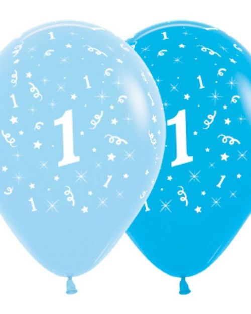 1st Birthday Balloons – Blue 6pk