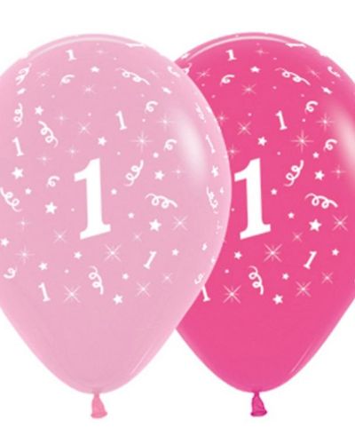 1st Birthday Balloons – Pink 6pk