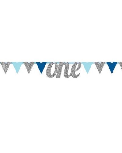 1st Birthday Glitter Banner – Blue