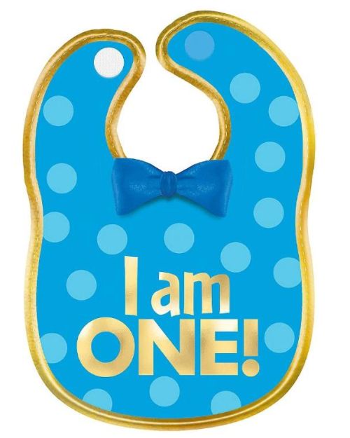 1st Birthday Blue Fabric Bib