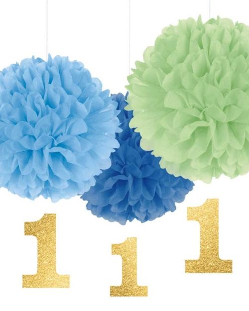 1st Birthday Blue Fluffy Decorations