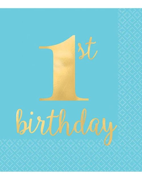 1st Birthday Blue Lunch Napkins 16pk