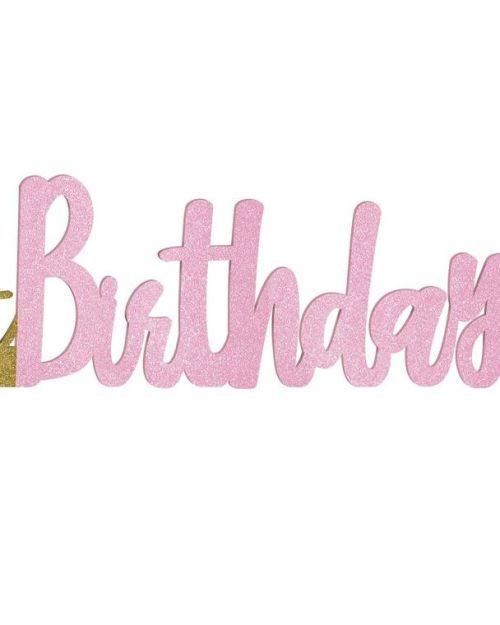 1st Birthday Pink & Gold Glitter Centrepiece