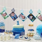 1st Birthday Photo Garland – Blue