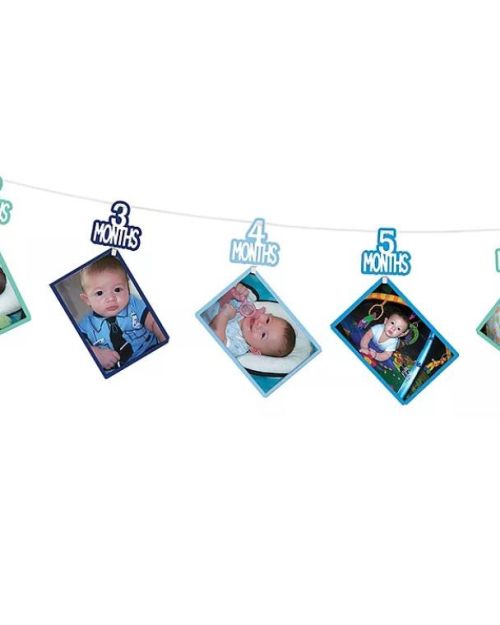 1st Birthday Photo Garland – Blue