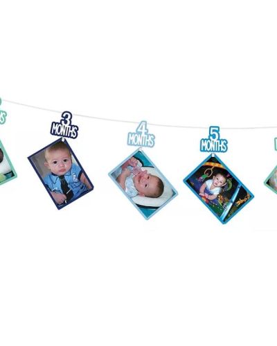 1st Birthday Photo Garland – Blue
