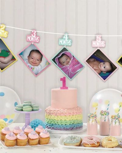 1st Birthday Photo Garland – Pink