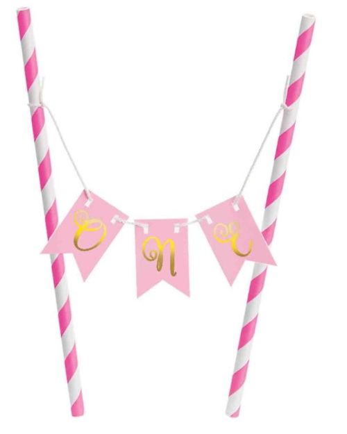 1st Birthday Cake Stand & Bunting – Pink