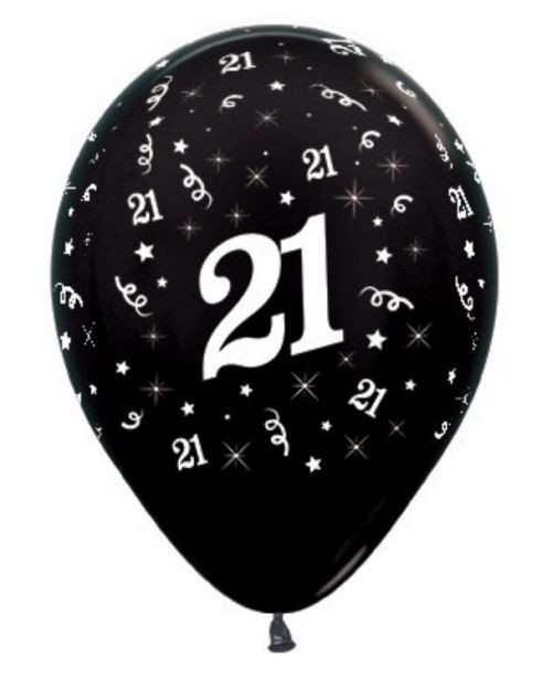 21st Birthday Balloons – Black