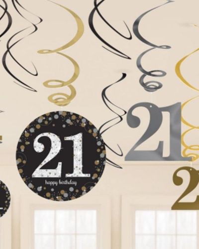 Sparkling 21st Birthday Hanging Swirls