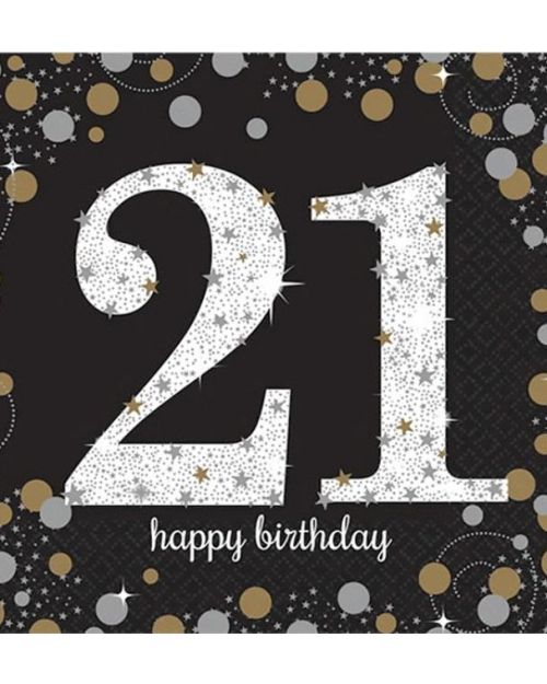 Sparkling 21st Birthday Lunch Napkins 16pk