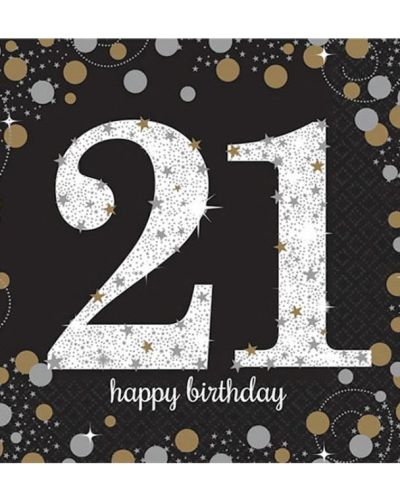 Sparkling 21st Birthday Lunch Napkins 16pk