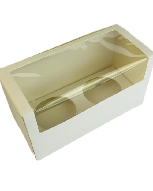 White Cupcake Box 4in 2-Hole