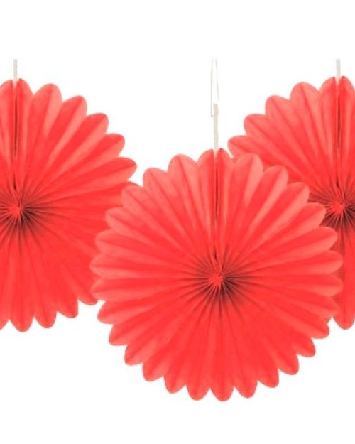 3 Pack Tissue Fans – Red