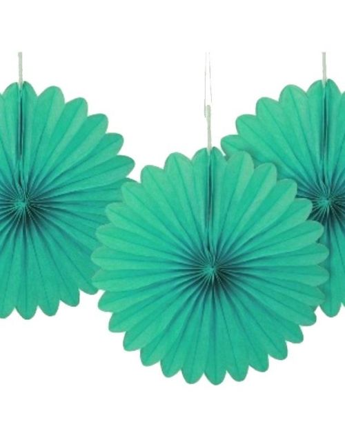 3 Pack Tissue Fans – Teal