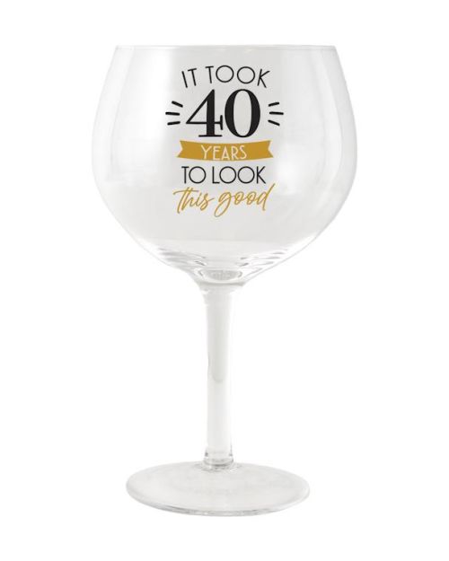 40th Birthday Balloon Glass