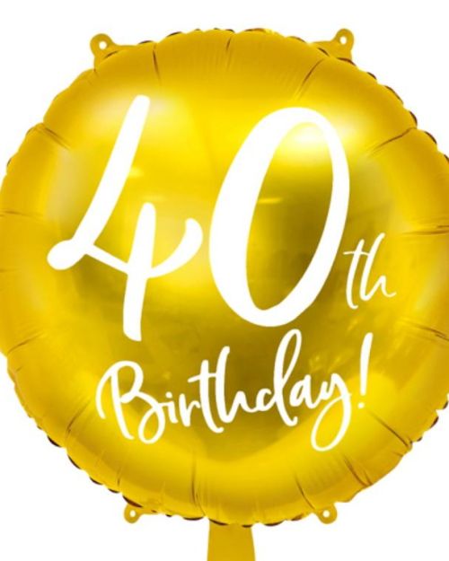 40th Birthday Gold Foil Balloon