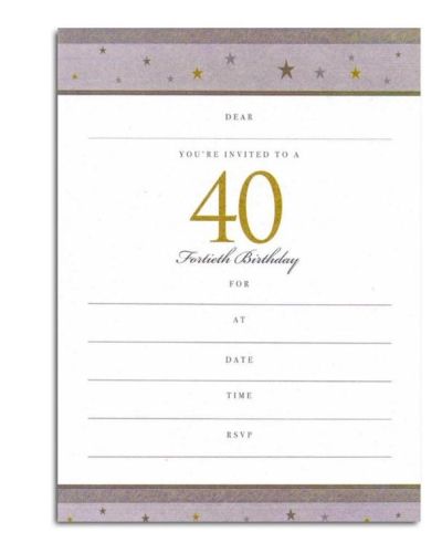 40th Birthday Invitations – Gold Stars