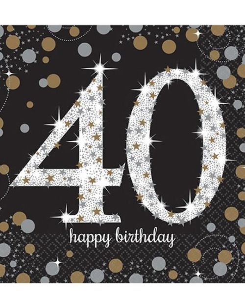 Sparkling 40th Birthday Lunch Napkins 16pk