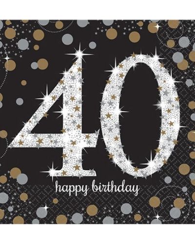 Sparkling 40th Birthday Lunch Napkins 16pk