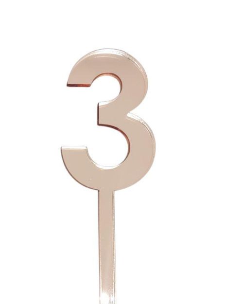 4.5cm Acrylic Number 3 – Rose Gold