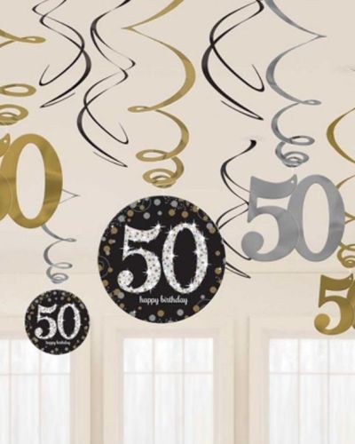 Sparkling 50th Birthday Hanging Swirls
