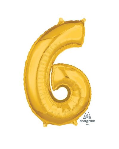66cm Gold Number Balloon – 6