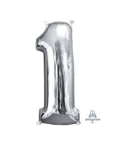 66cm Silver Number Balloon – 1