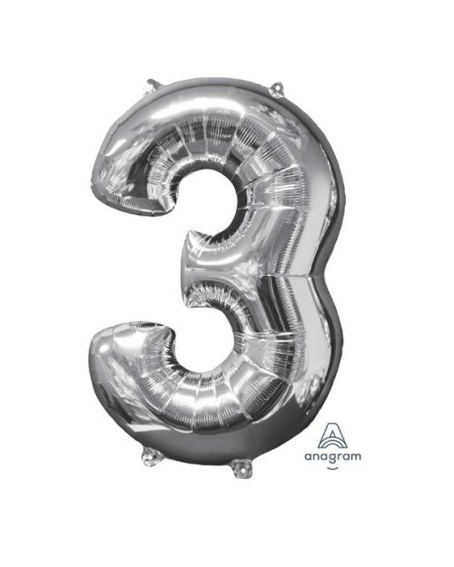 66cm Silver Number Balloon – 3