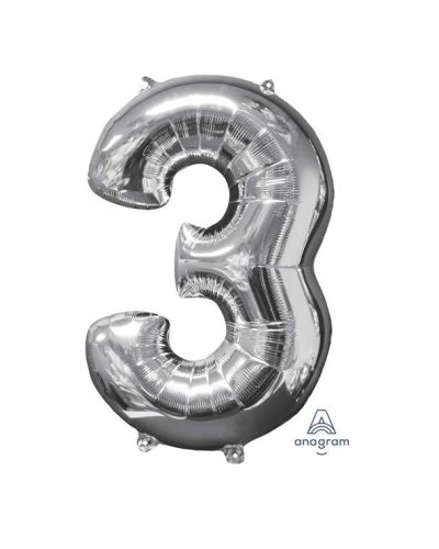 66cm Silver Number Balloon – 3