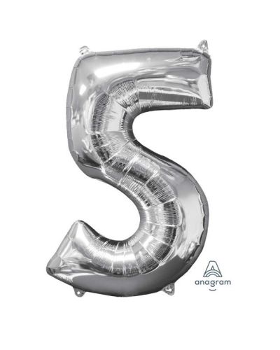 66cm Silver Number Balloon – 5