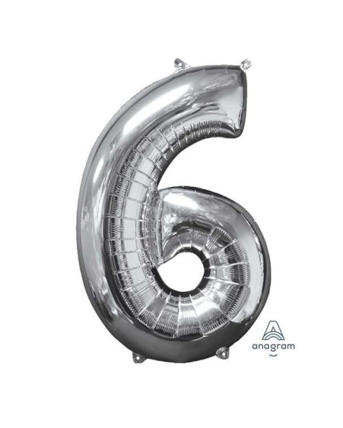 66cm Silver Number Balloon – 6