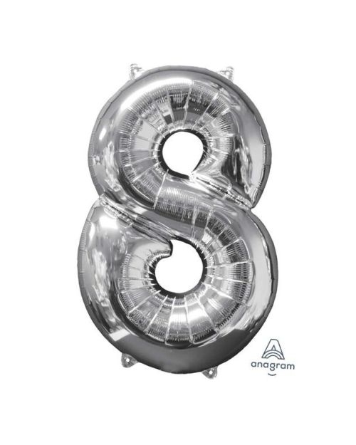 66cm Silver Number Balloon – 8