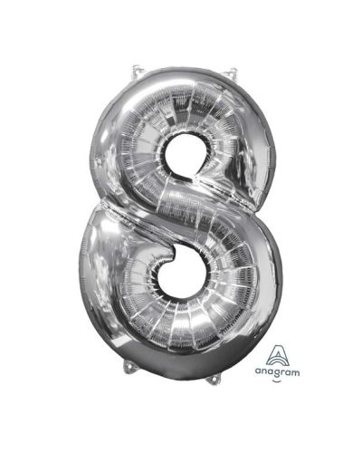 66cm Silver Number Balloon – 8