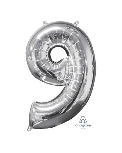 66cm Silver Number Balloon – 9