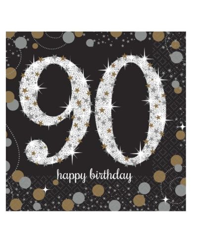 Sparkling 90th Birthday Beverage Napkins 16pk