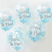 About to Pop Blue Confetti Balloons 5pk