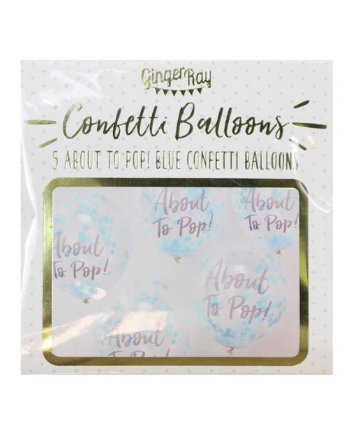 About to Pop Blue Confetti Balloons 5pk