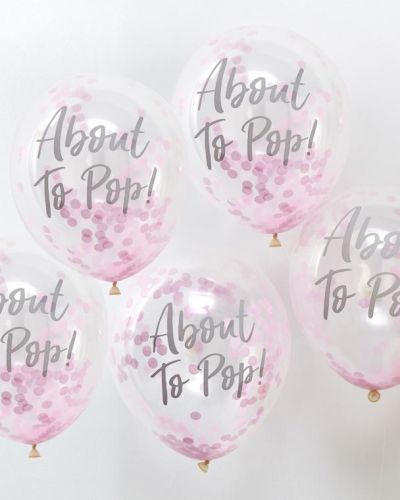 About to Pop Pink Confetti Balloons 5pk