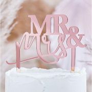 Acrylic Rose Gold Cake Topper – Mr & Mrs