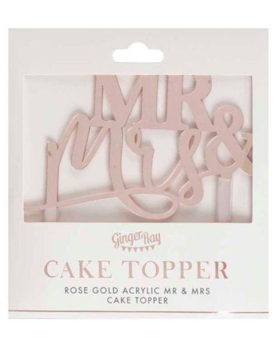Acrylic Rose Gold Cake Topper – Mr & Mrs