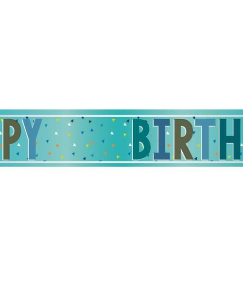 Add Any Age Happy Birthday Foil Banner – Blue