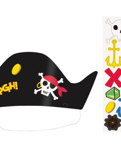 Ahoy Pirate Make Your Own Party Hats 8pk