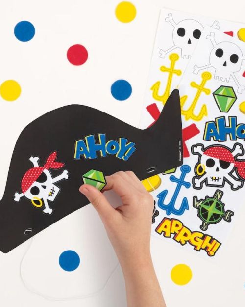 Ahoy Pirate Make Your Own Party Hats 8pk