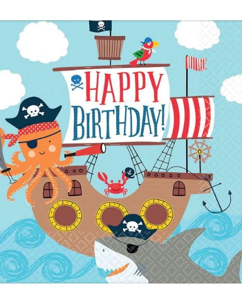 Ahoy Pirate Shark Lunch Napkins 16pk