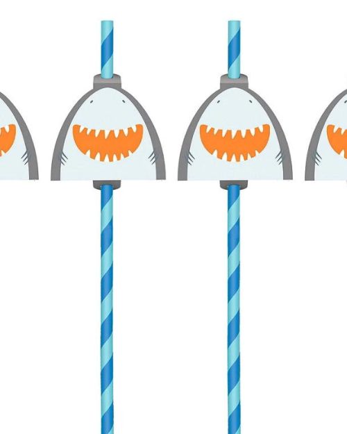 Ahoy Pirate Shark Straws 12pk