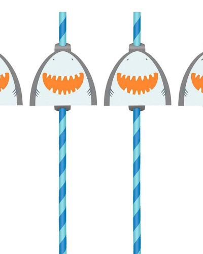 Ahoy Pirate Shark Straws 12pk