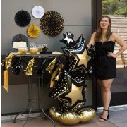 AirLoonz Black & Gold Stars Foil Balloon
