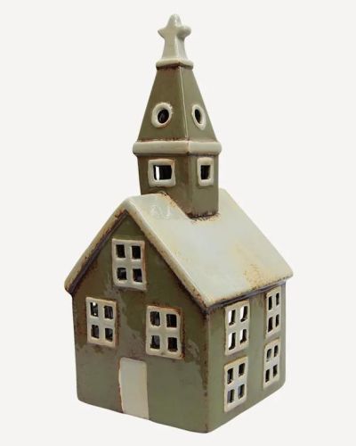 Alsace Tea Light Church Olive Green
